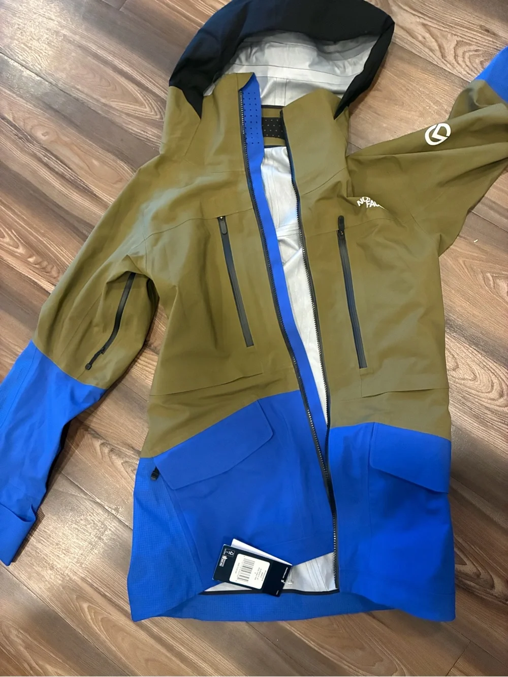 The North Face Olive Green and Blue Ski Jacket with Hood